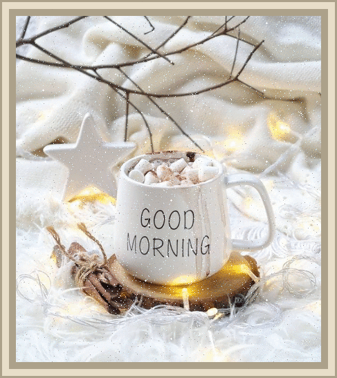 402775 Snowfall And Hot Cocoa Good Morning Gif