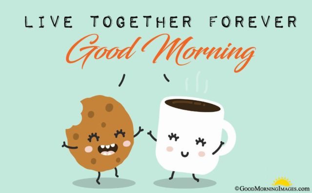 Animated Tea Cup And Cookie Good Morning Image With Message
