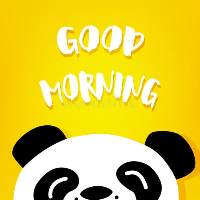 Panda Says Good Morning Vector Cartoon Bear Yellow Background 86694145